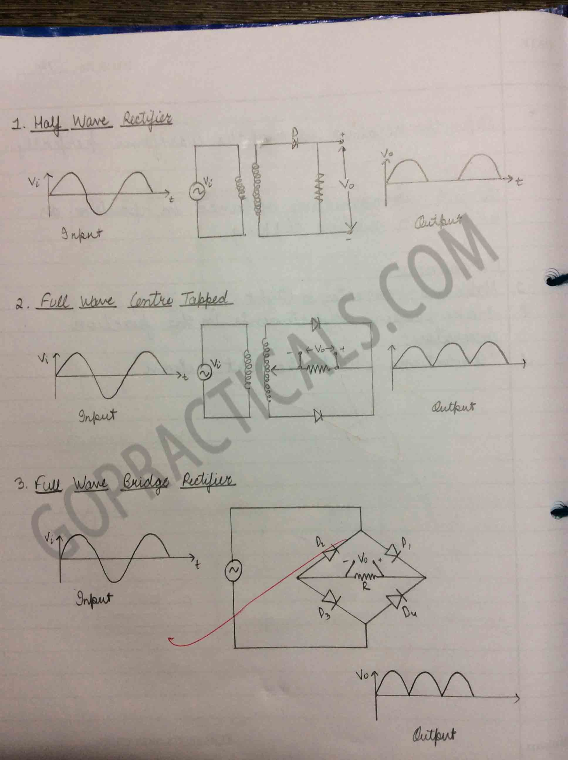 To Study The Diode Applications Of Half And Full Wave Rectifier Electronics Practical